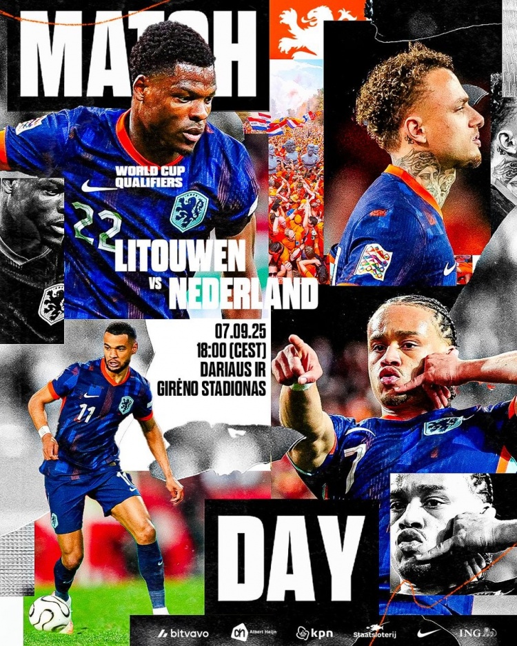开云智能体验-世预赛将战立陶宛，荷兰队官方发布赛前海报